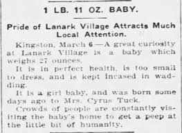 The 27 Ounce Baby of Lanark — In Memory of Vera Margaret Tuck