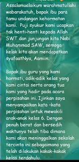 Biasanya isi dari pidato perpisahan kelas 6 adalah tentang ucapan terima kasih dari murid kelas 6 yang akan meninggalkan sekolahnya. Kata Kata Perpisahan Untuk Kakak Kelas