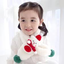 woojooi 兒童款聖誕熊絨毛圍巾- 圍巾/絲巾| 酷澎