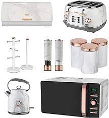 If you're not looking for a matching kettle and toaster set then take a look at our wide range of kettles. Rose Gold White Marble Tower Kitchen Set Of 11 Digital Microwave Kettle 4 Slice