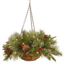National Tree Company 20 In Pre Lit Artificial Pine Hanging Basket Christmas Hanging Baskets Hanging Plants Hanging Baskets