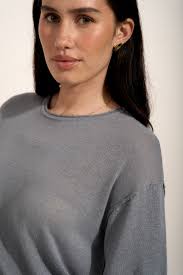 Shop Laila Knitted Tee (Cloudy Blue)