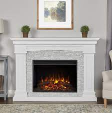 W faux stacked stone electric fireplace in white (36) model# hd90442. 63 Deland Grand Real Flame White Electric Fireplace