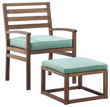 Shop our vast selection of products and best online deals. Acacia Wood Outdoor Patio Chair Pull Out Ottoman Dark Brown Blue Transitional Outdoor Lounge Chairs By Walker Edison Houzz
