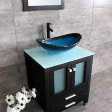 Sinber 24x14 rectangle ceramic bathroom vanity vessel sink above. Bathjoy 24 Inches Bathroom Vanity Set Wood Cabinet Top Oval Tempered Glass Vessel Si 24 Inch Bathroom Vanity Contemporary Bathroom Vanity Bathroom Vanity Combo