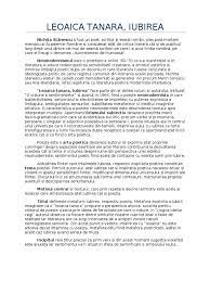 Universul liric al lui nichita stanescu cuprine trei mari etape de creatie: Leoaica Tanara Iubirea De Nichita Stanescu