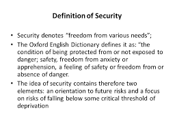 The Concept Of Human Security Definition Of Security Security Denotes Freedom From Various Needs The Oxford English Dictionary Defines It As The Ppt Download