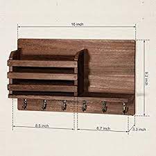 It's ideal for entryway organization and perfect for keys, accessories, mail, phone and displaying your favorite small decorative items. Triwol Entryway Mail Envelope Organizer Wall Mounted With 6 Key Hooks Rustic Wood Key Mail Holder For Wall Dog Leash Hanging Cap Rack Letter Or Newspaper Storage Decorative Floating Shelf Amazon Ae