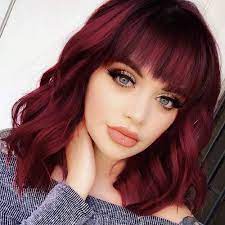 Maybe you would like to learn more about one of these? Amazon Com Nnzes Bob Curly Wig Synthetic Short Wine Red Wig With Bangs Natural Looking Heat Resistant Fiber Hair For Women Beauty