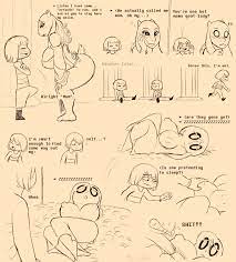 anthro big breasts blooksanap blush breast grab breasts bulge  busty comic dialogue english text female frisk frisky (under(her)tail)  furry ghost hand on breast huge breasts lying male napstablook nipples