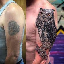 Coverup Owl Tattoo By Peter Van Der Helm At Walls And Skin Rotterdam Tattoos Helm Tattoo Amsterdam Tattoo