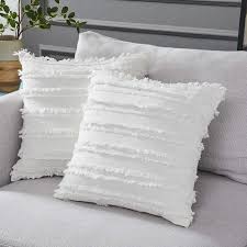 Longhui Bedding Ivory White Throw Pillow Covers For Couch Sofa Chair Cotton Linen Decorative Pillo White Throw Pillows White Throw Pillow Covers Throw Pillows