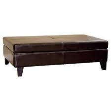 It sits on four extra thick legs too for support and is a great option for any modern living room. Sandusky Full Leather Cocktail Ottoman Dark Brown Baxton Studio Target