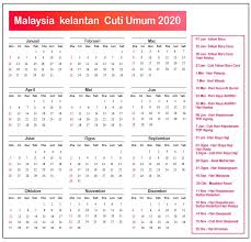 Kelantan Cuti Umum Kalendar 2020
