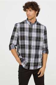 Black And White Checkered Shirt Outfit Men Regular Fit Checked Shirt Black White Checked Men H M Ca H M Men Check Shirt Black Shirt