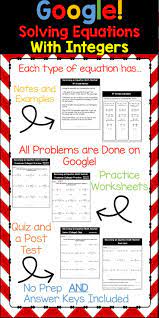 Your Students Will Have Fun As You Use Google In Your Math Curriculum This Products Involves Solving Equations Wi Solving Equations Equations Math Expressions