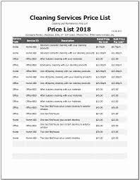 Cleaning Services Price List Template Best Of Excel Cleaning Service Price List Template Cleaning Services Prices Cleaning Checklist Template Cleaning Service