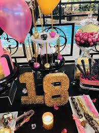 18th Birthday Simple Black And Gold Birthday Decorations Pink White Black And Gold Graduation End Of School Party Ideas Photo 2 Of 11 Gold Graduation Party Black And Gold Party Decorations Pink Black Gold Party