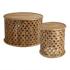 Round Lattice Carved Wood Accent Table Wood Accent Table Coffee Table Wood Living Room Sets Furniture
