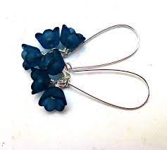 Baby Blue Soft Blue Bell Flower Earrings Silver Jewelry Silver Earrings Light Blue Blue Earrings Sterling Silver Kidney Ear Wires Lucite Flower Earrings Jewelry Blue Earrings