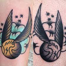 My Sister And I Got Matching Harry Potter Tattoos The Golden Snitch By Josh Barg At Tribute Tattoo In Waterford Mi Post Matching Harry Potter Tattoos Snitch Tattoo Harry Potter Tattoos