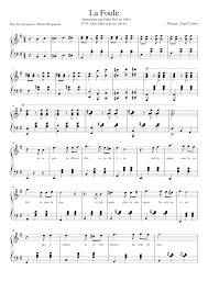 La Foule Edith Piaf Piano Chant Sheet Music For Piano Solo Musescore Com