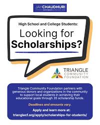 Looking for scholarships? Apply through the Triangle Community Foundation!  With 35 scholarship funds and thousands of dollars available to support  students, TCF and generous donors host a wide variety of options. If
