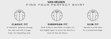 Mens Shirt Size Guide Van Heusen Mens Shirts Size Chart