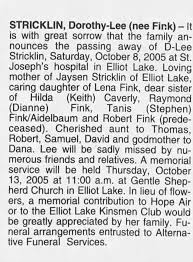 Obituary for Dorothy- Lee STRICKLIN
