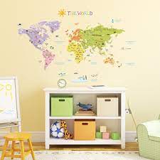 Cuarto Decorado Con El Vinilo Infantil Del Mapa Del Mundo Decoracion Para Ninos Etiqueta De La Pared Pegatinas De Pared