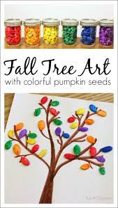 How To Make Colorful Pumpkin Seed Art In Preschool Fall Crafts For Kids Crafts Fall Crafts