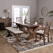 Solid Wood Dining Table With Bench 4 Chairs Jerome S In 2020 Dining Table With Bench Wood Dining Table Wood Dining Room Table
