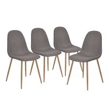 Set Of 4 Modern Mid Century Style Grey Fabric Cushion Dining Chairs Eames Style Dining Chair Fabric Dining Chairs Modern Dining Side Chairs