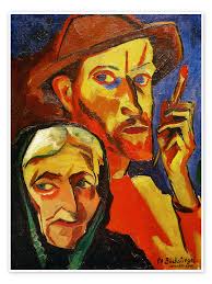 Peter A. Böckstiegel, Self Portrait with Mother print by Peter August  Böckstiegel