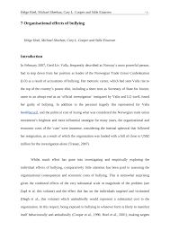 Pdf Organisational Effects Of Workplace Bullying