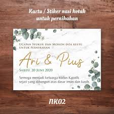 Ingatlah bahwa seluruh pernikahan katolik adalah bagian dari sakramen, dan dengan demikian setiap bagian harus berupa doa atau kitab suci. Kartu Stiker Ucapan Syukur Tasyakuran Pernikahan Mohon Doa Restu Pernikahan Buat Nasi Kotak Shopee Indonesia