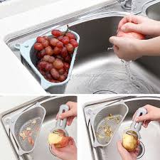 Kitchen Vegetable Rack Household Sink Drain Rack Triangle Storage Hanger  Free Punch Tray Hanging Basket(Blue)