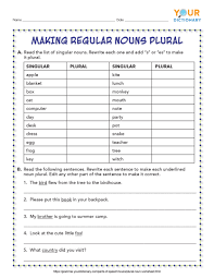 plural noun worksheets practice forming plurals