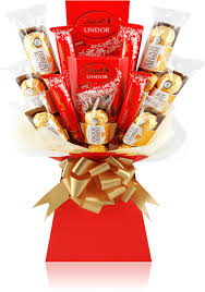 Roses, lilies, orchids, tulips, sunflowers, irises, carnations Chocolate Bouquet Gifts By Sweetie Bouquets