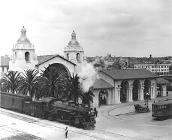 The santa fe train depot has heavy classical style spanish architectural influences. San Diego Train Station Circa 1915 Downtown San Diego San Diego Area San Diego