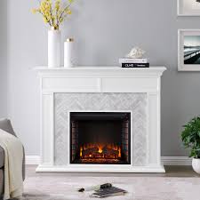 Northwest electric fireplace wall mounted led fire and ice flame, with remote, 36, black. Southern Enterprises Doris Marble Tiled 50 In Electric Fireplace In White And Gray Hd013909 The Home Depot