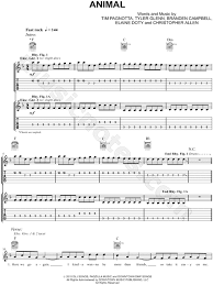 Neon Trees Animal Guitar Tab In F Major Download Print Sku Mn0110184
