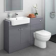 Vanity unit is a piece of bathroom furniture that consists of a washbasin on top and storage. 1160mm Harper Gloss Grey Combined Vanity Unit Sabrosa Ii Pan Toilet And Sink Unit Bathroom Units Grey Bathroom Furniture