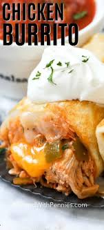 These Chicken Burritos Use Shredded Rotisserie Chicken A Mouth Watering Burrito Filling And Monte Chicken Burritos Mexican Food Recipes Burrito Recipe Chicken