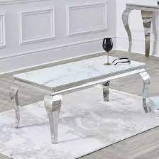 White, black and grey at crate and barrel. Alaina Stunning Grey Marble Coffee Table With Chrome Legs Bw Ala Cf001