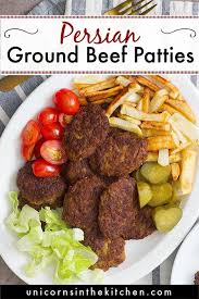 Kotlet is a persian dish made with ground beef and lamb mixed with spices and eggs and fried in a pan. Kotlet Persian Meat Patties Unicorns In The Kitchen