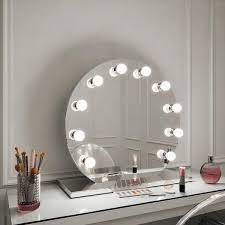 The size is perfect and the mirror is huge. Hollywood Mirrors Halle Round Free Standing Vanity Mirror Illuminated Mirror Ebay