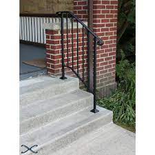 Iron X Handrail Picket 2 Concrete Steps Walmart Com Exterior Stair Railing Concrete Front Steps Iron Railings Outdoor