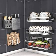 Maybe you would like to learn more about one of these? 304 Stainless Steel Wall Mount Kitchen Storage Rack Dish Drainer Plate Drying Shelf Cover Cutlery Holder Oragnizer Accessories Racks Holders Aliexpress Wall Mounted Kitchen Storage Kitchen Storage Rack Diy Kitchen Shelves