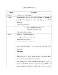 Daun semulur di pekan sari Teks Pengacara Majlis Formal